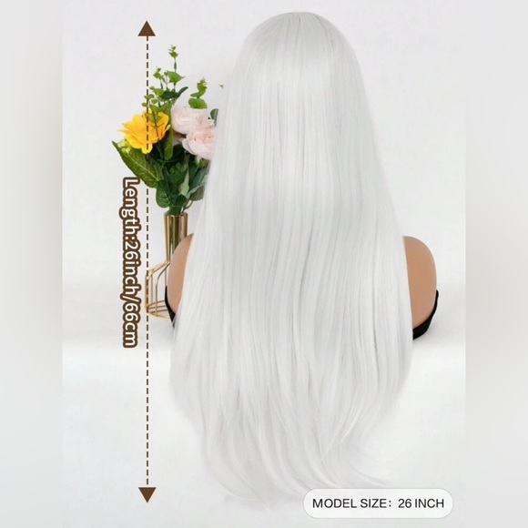 26 Inch Long White Synthetic Wig For Women - Picture 2 of 6